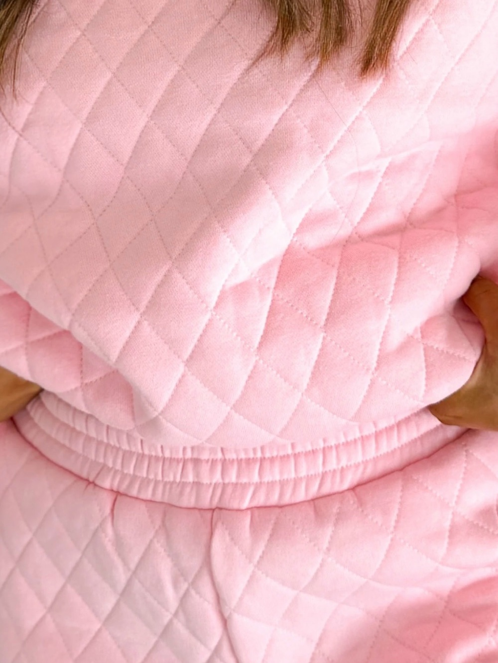 Peach Love California Quilted Pink Sweater Set